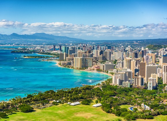 Honolulu skyline and coastline representing Ballard Partners’ Hawaii government affairs presence