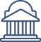 Vector (3) Blue outline icon of a classical government building with a dome.
